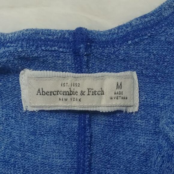 Abercrombie & Fitch M Blue Short Rolled Sleeve Low Back Top - Picture 7 of 9